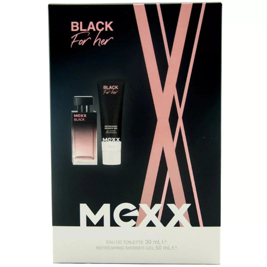 Mexx Black For Her Gift Set Eau De Toilette 30ml & Shower Gel 50ml For Women