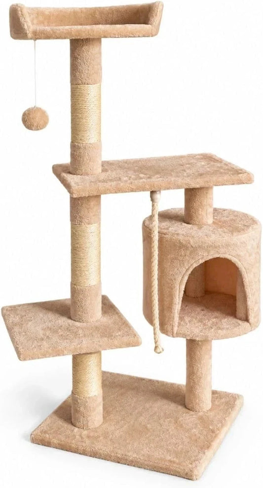 Multi Level Cat Tree 120cm Sisal Scratching Post Hammock