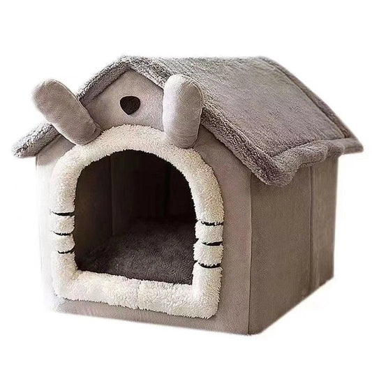 Igloo Fleece Bed Pet Cat Kitten Dog Beds Pyramid Cozy Washable Warm House Cave